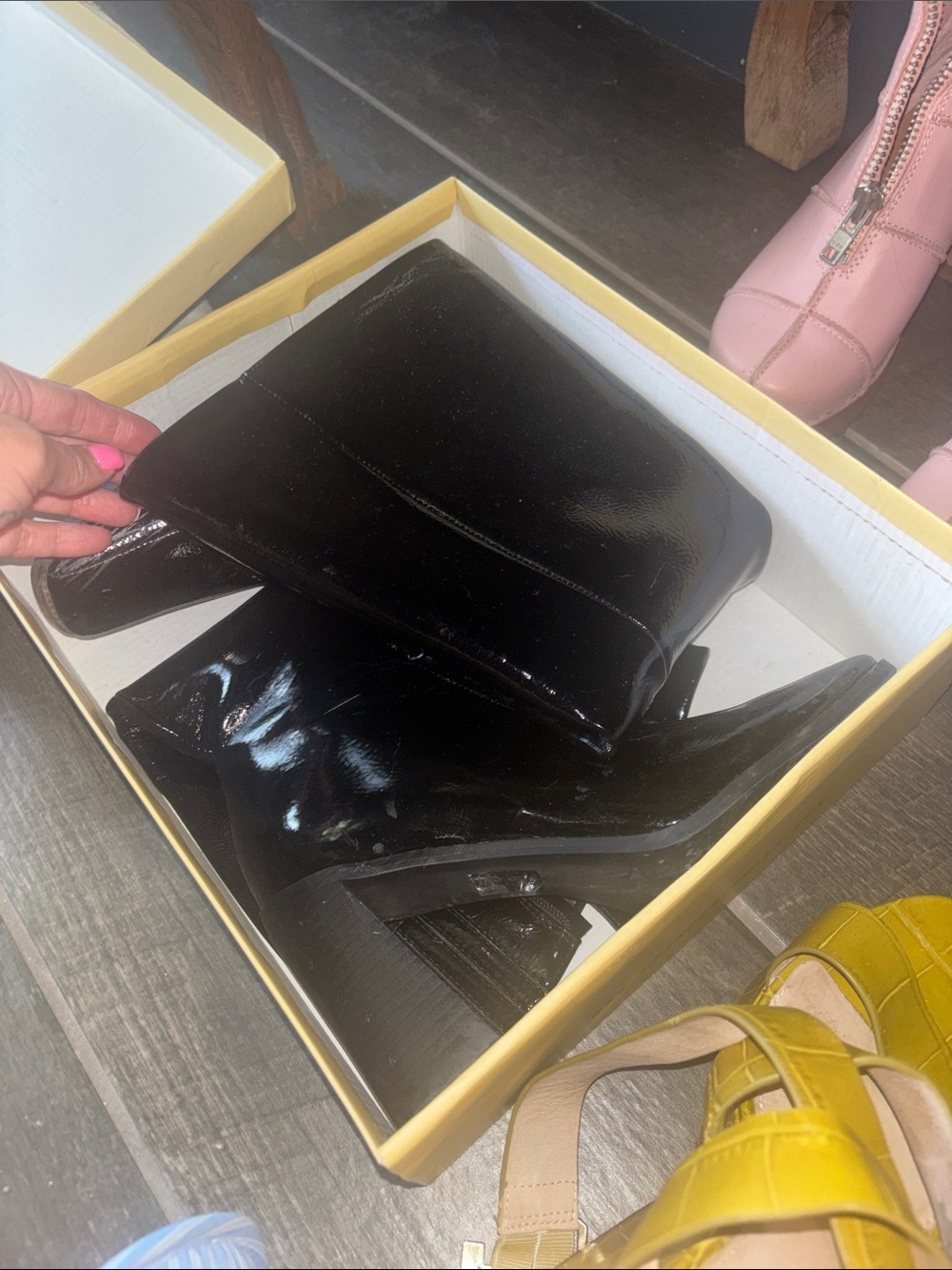 Princess Polly Patent Black Ankle Boots